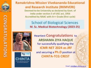 RKMVERI_MdBT-MSc-and-PhD_ACHIEVERS_Arshama_Ziya_Haque